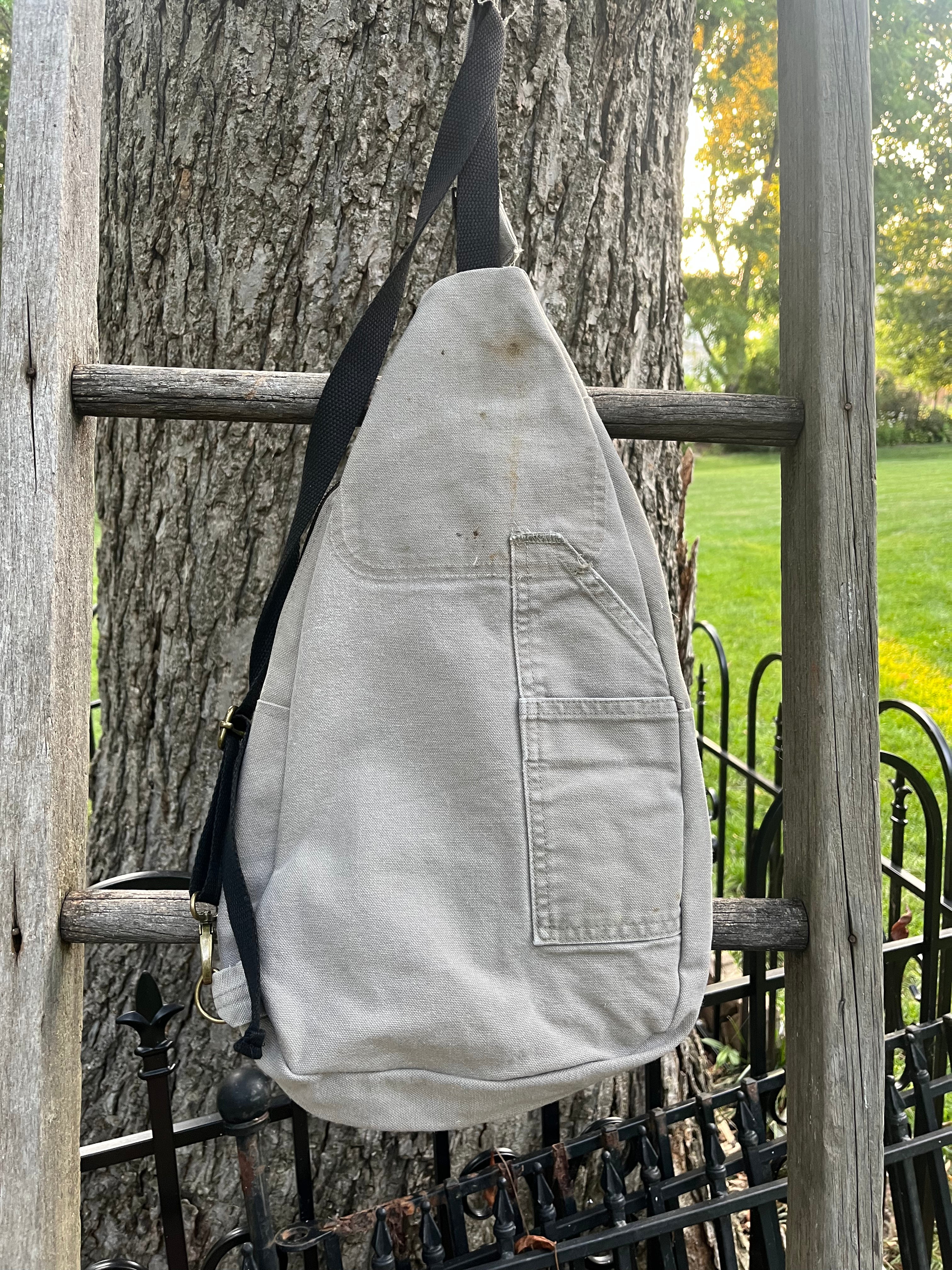 Up-cycled workwear sling bag