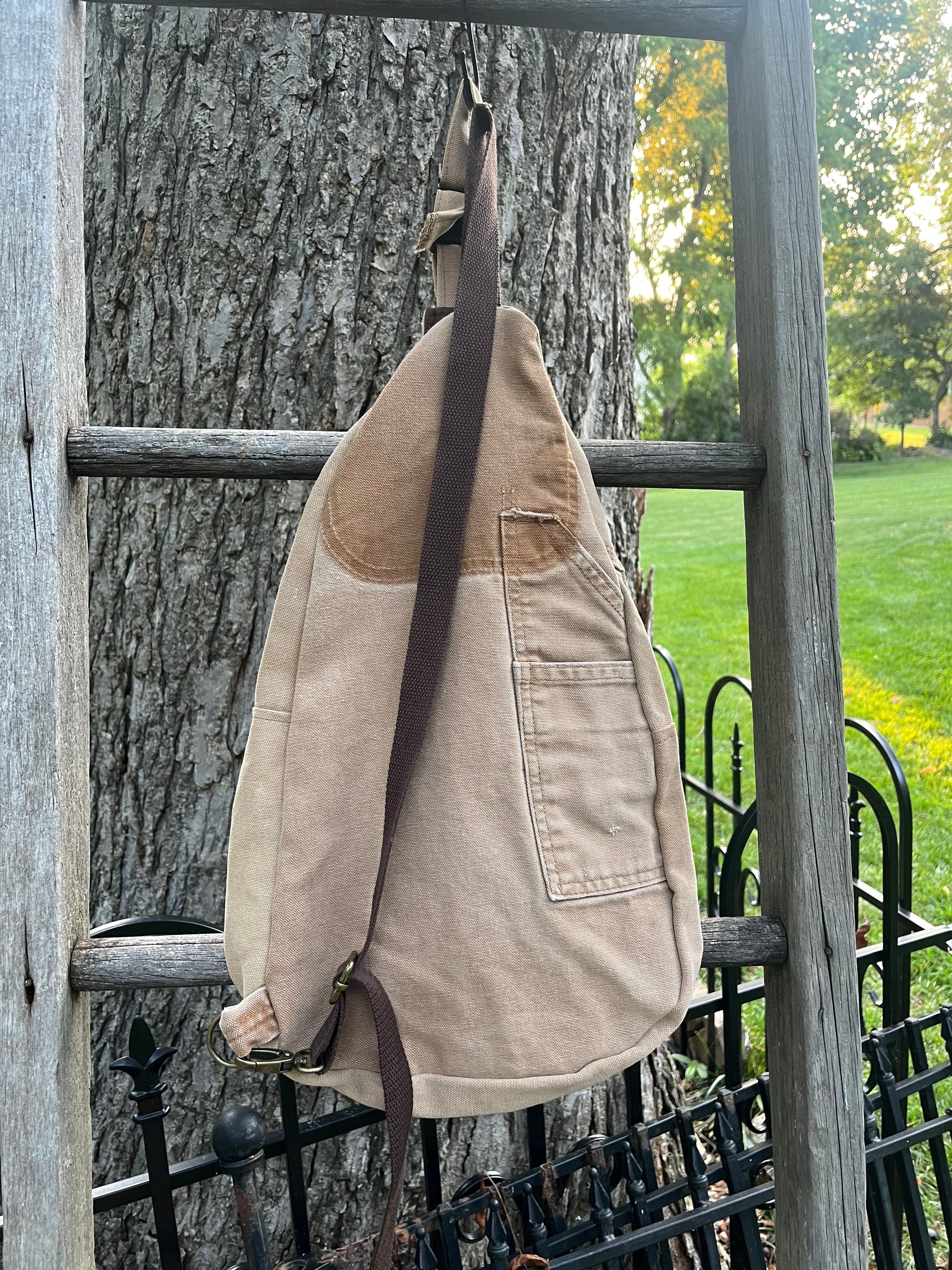 Up-cycled workwear sling bag
