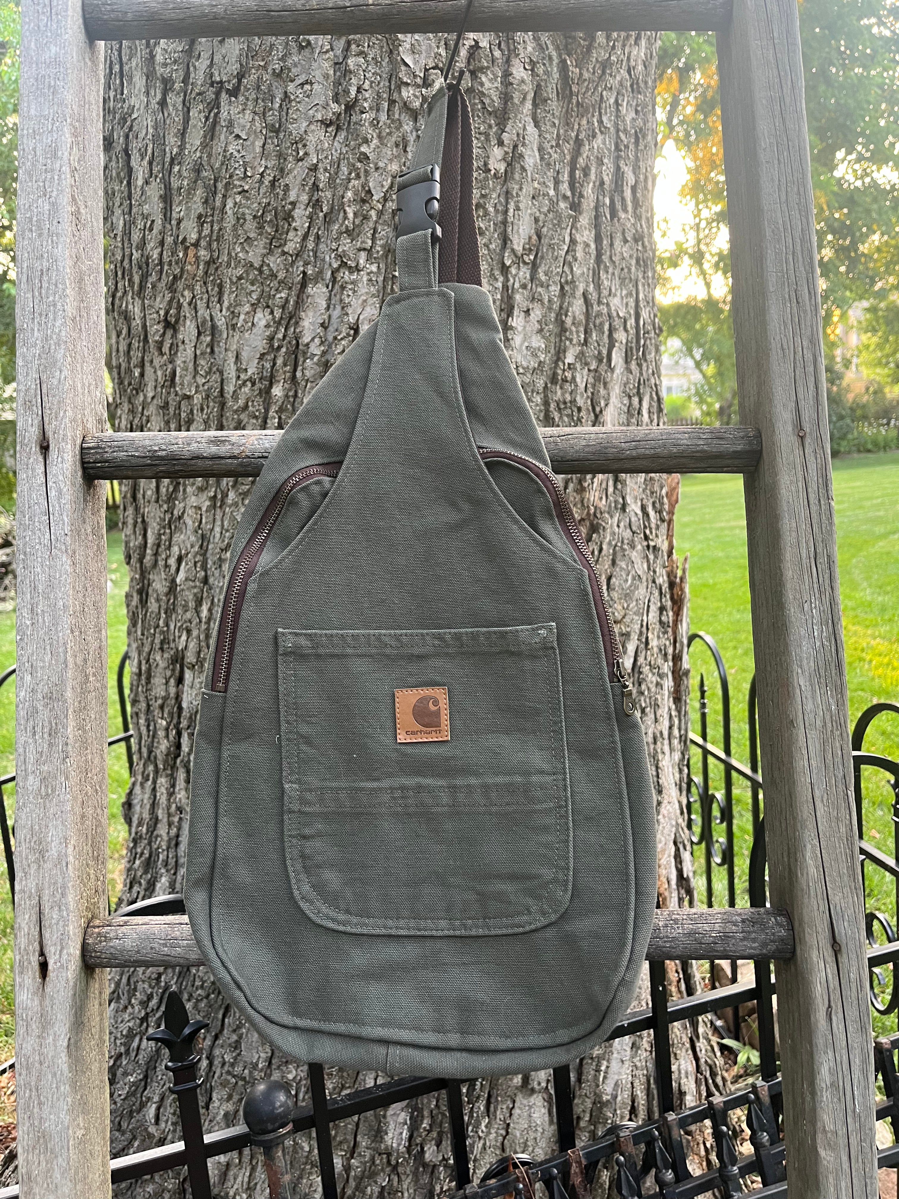 Up-cycled workwear sling bag