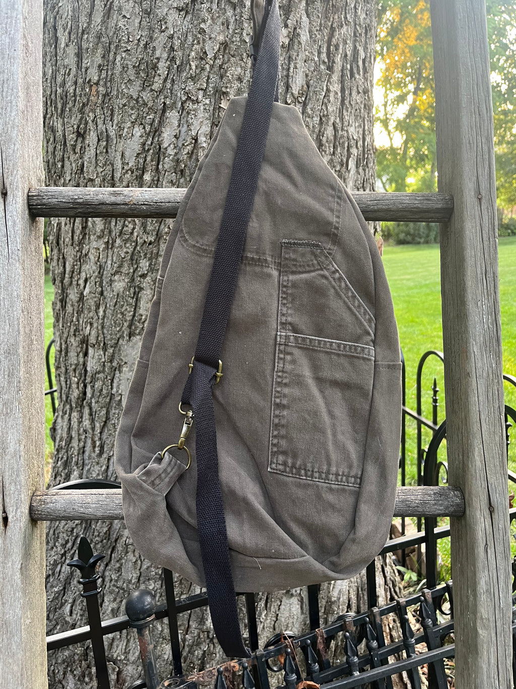 Up-cycled workwear sling bag