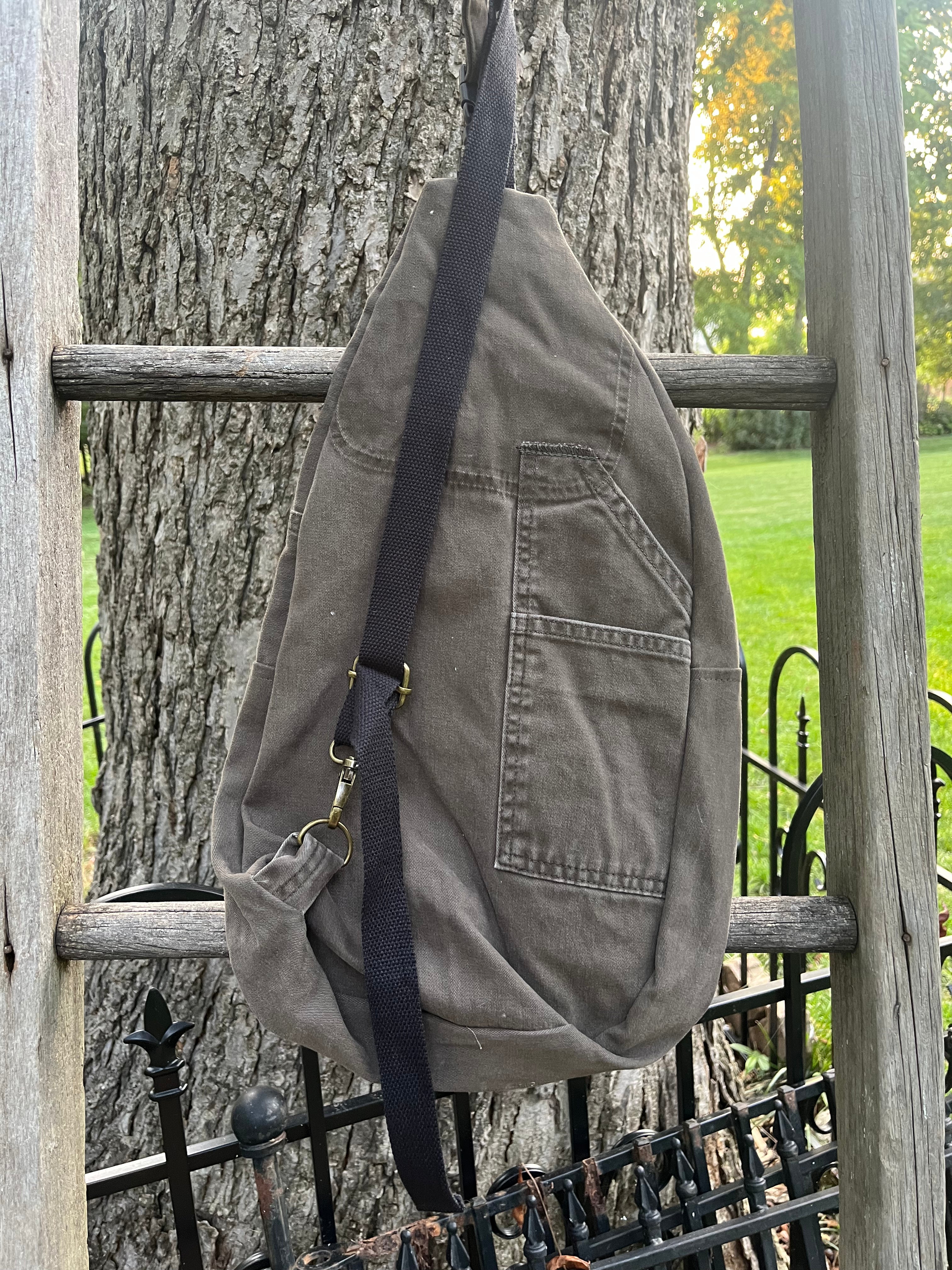Up-cycled workwear sling bag