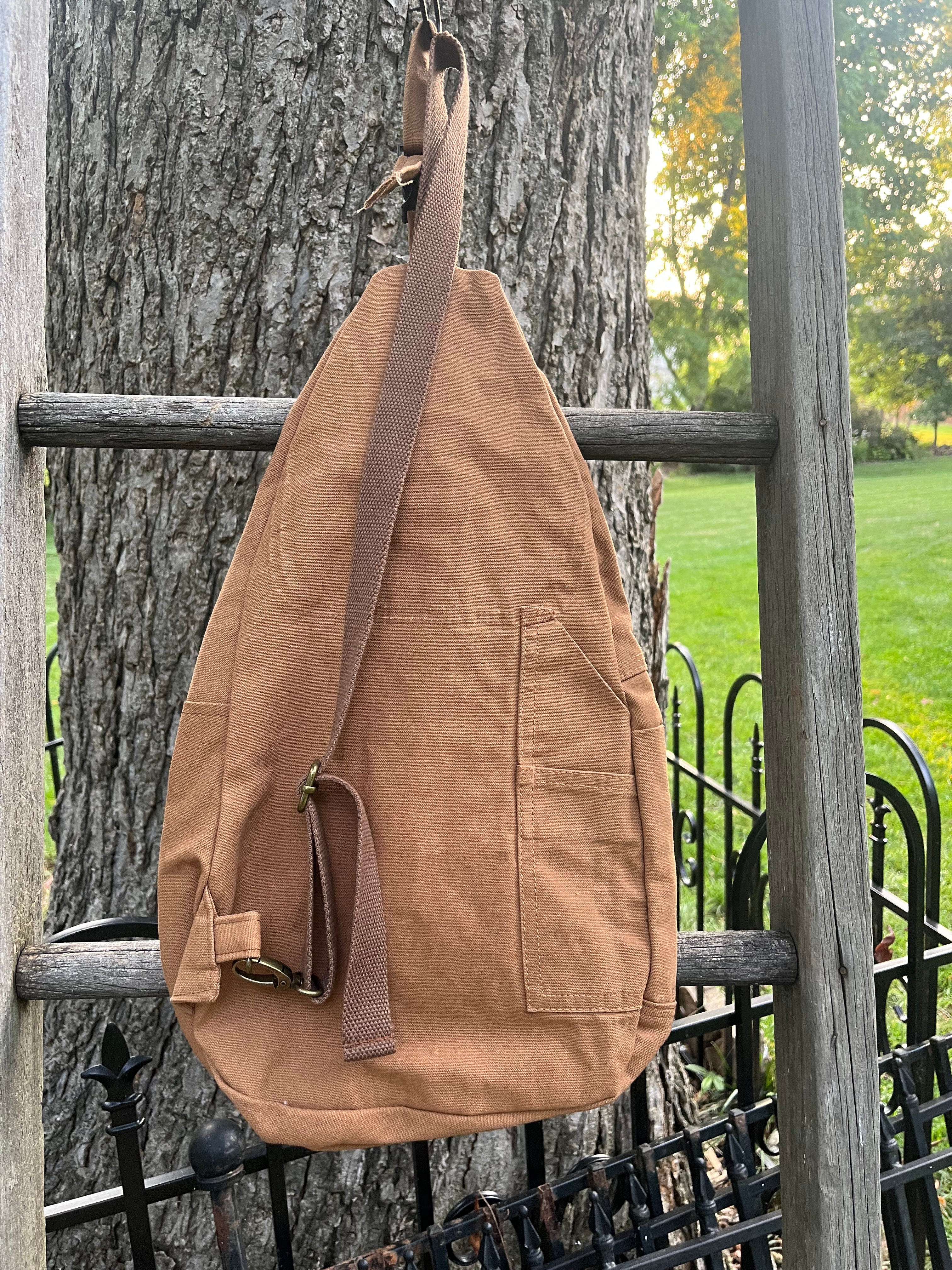 Up-cycled workwear sling bag