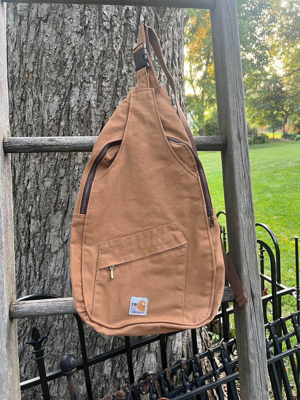 Up-cycled workwear sling bag