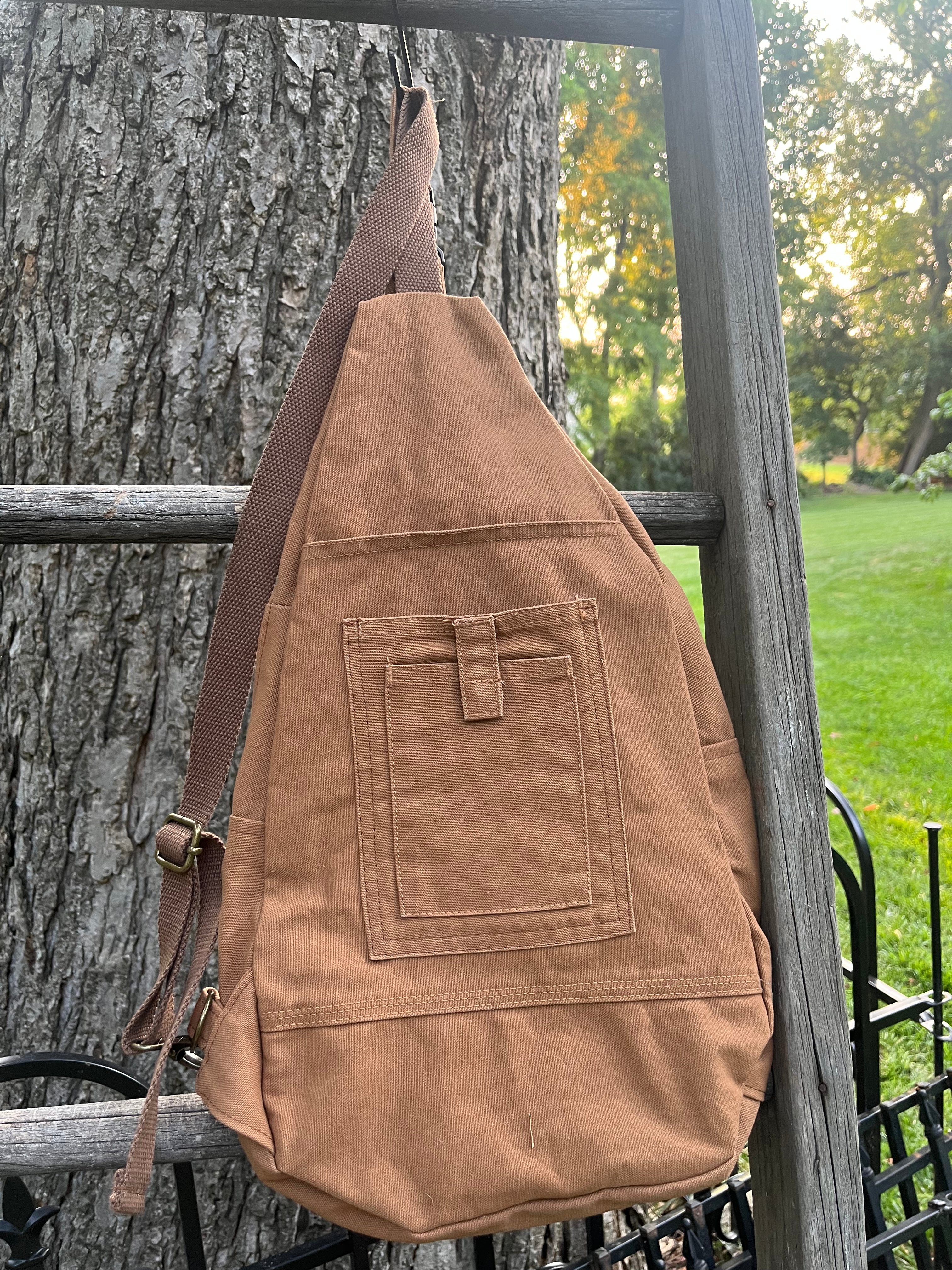 Up-cycled workwear sling bag