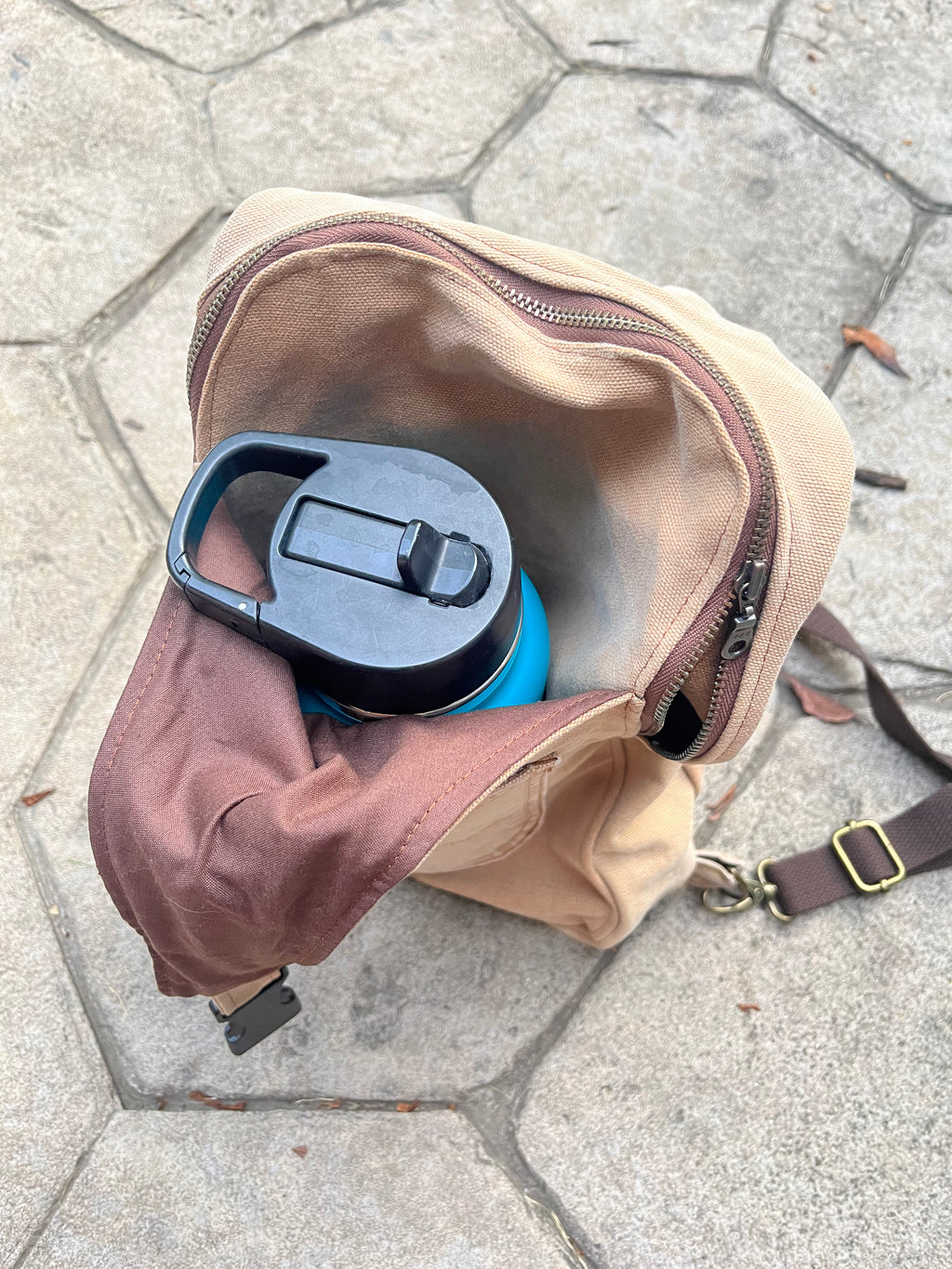 Up-cycled workwear sling bag