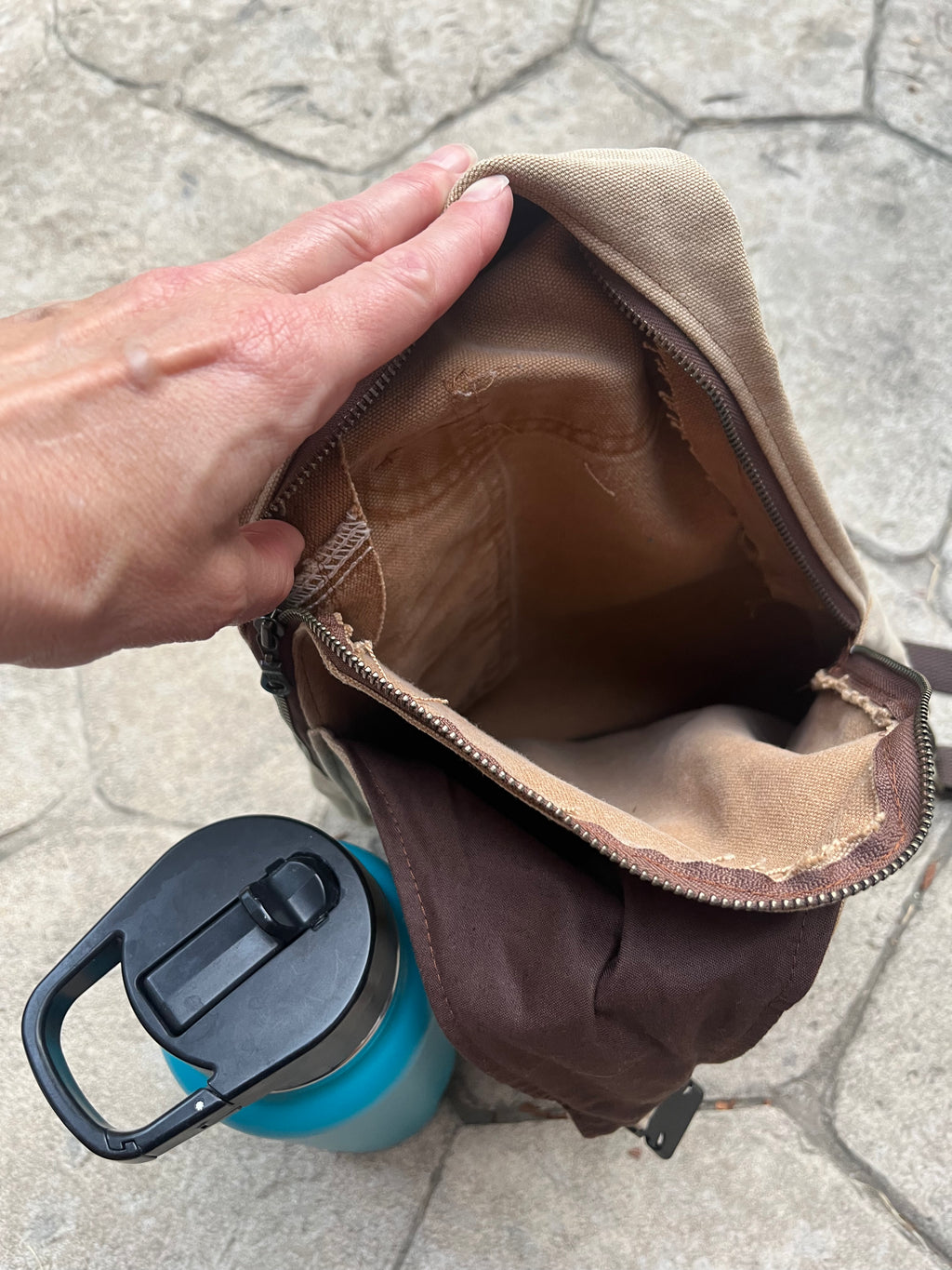 Up-cycled workwear sling bag