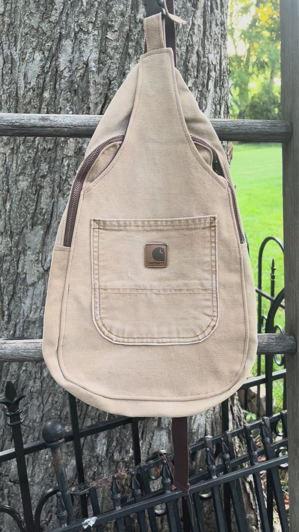 Up-cycled workwear sling bag
