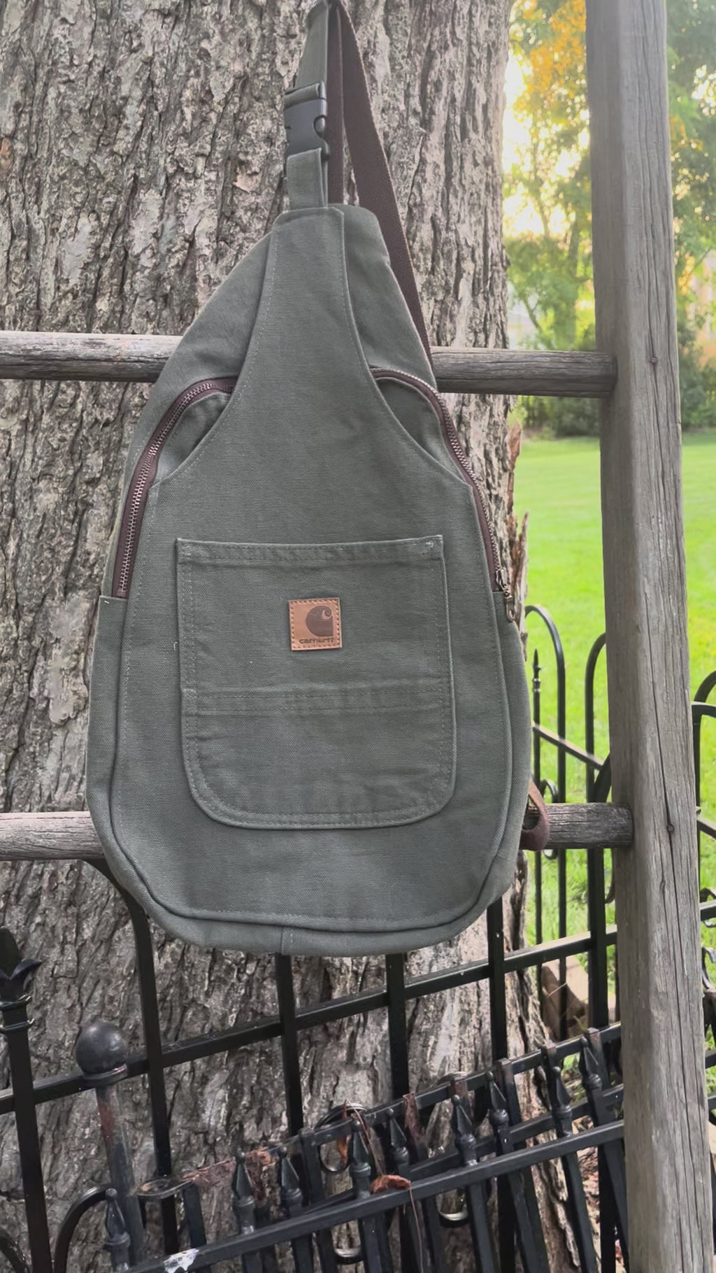 Up-cycled workwear sling bag